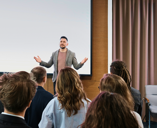 person speak in public